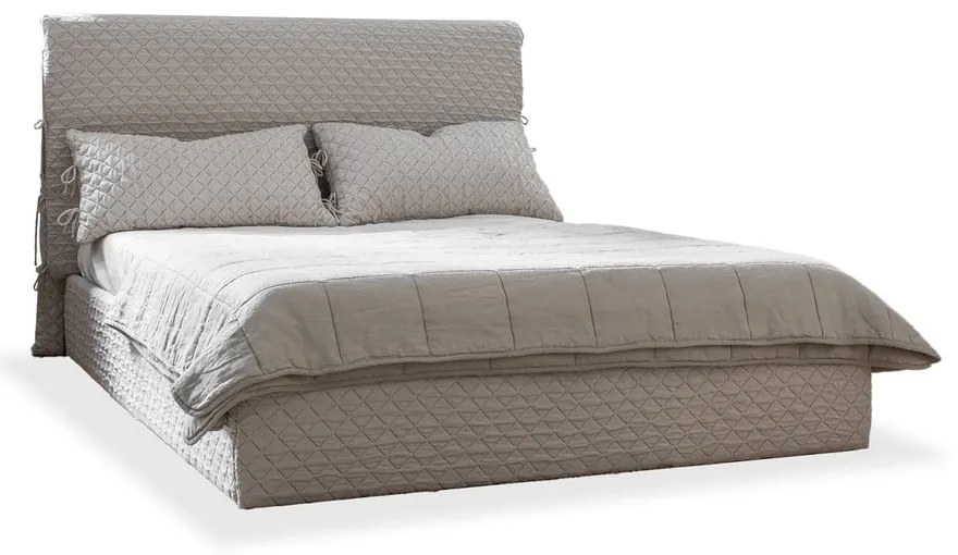 Béžová čalúnená dvojlôžková posteľ s úložným priestorom s roštom 140x200 cm Sleepy Luna – Miuform