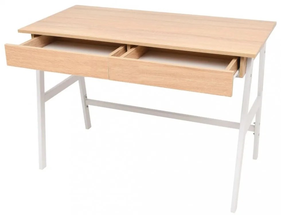 Písací stôl 110x55 cm dub / biela Dekorhome