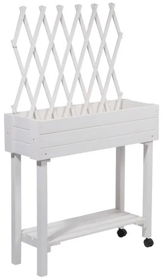 dobar Vyvýšený záhon s mriežkou, 79 x 28,5 x 130 cm (biela)  (100371497)