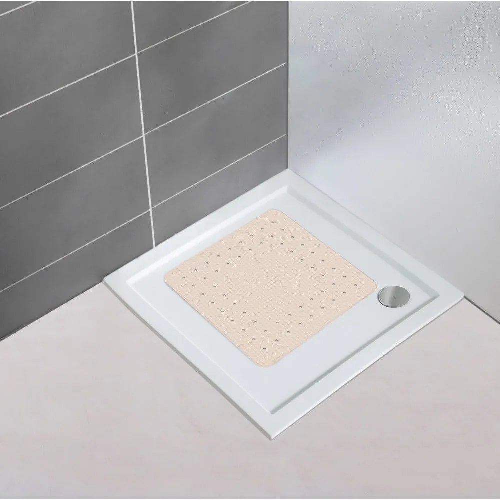 Béžová protišmyková kúpeľňová podložka Wenko Mirasol, 54 × 54 cm