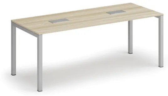 Stôl SQUARE 2000 x 800 x 750, dub prírodný + 2x stolná zásuvka TYP V, strieborná