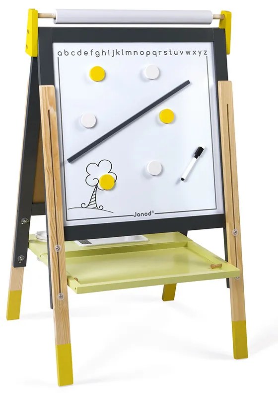 Magnetická obojstranná a polohovateľná  tabuľa - žltá a šedá