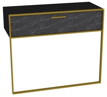 Konzolový nástenný stolík POLKA 76,8x90 cm zlatá/čierna