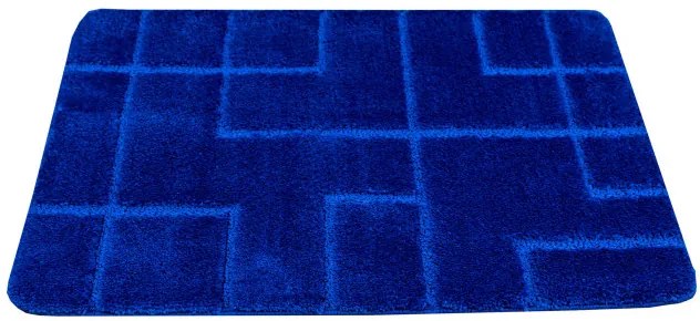 Kúpeľňový koberček Inez modrý, geometrický