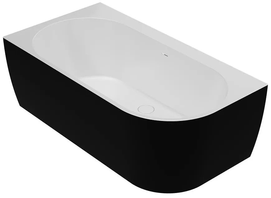 Vaňa Lisa 159x84 pravý biela/čierna matná + sifón + rozeta