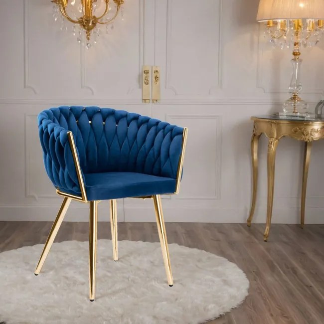 Jedálenská stolička COFTON zamatová, zlatá / granátová