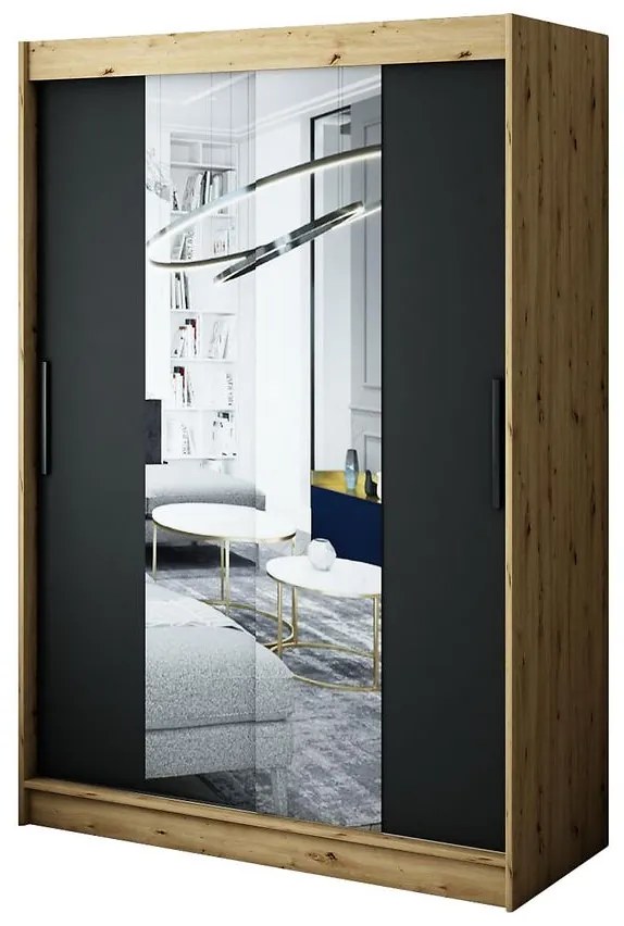 Skriňa Halifax T1 150 Dub Artisan/čierna/Zrkadlo