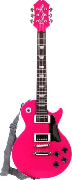 Detská elektrická gitara s mikrofónom a slúchadlami ružová