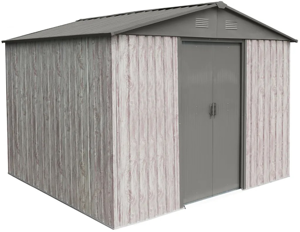 Záhradný domček BestBerg ZDB-7SD / 7,2 m² / 301 x 238 x 214 cm / biele drevo / sivá