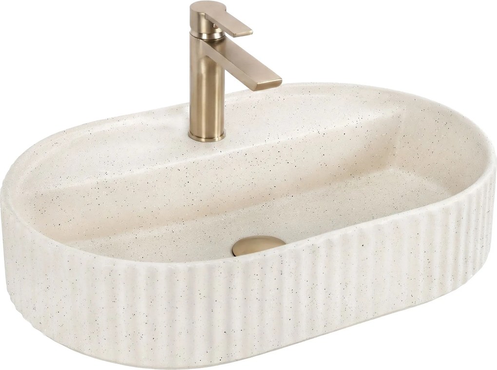 Rea Marcela Vanilla, umývadlo na dosku 600×370×135 mm, béžová matná, REA-U3520