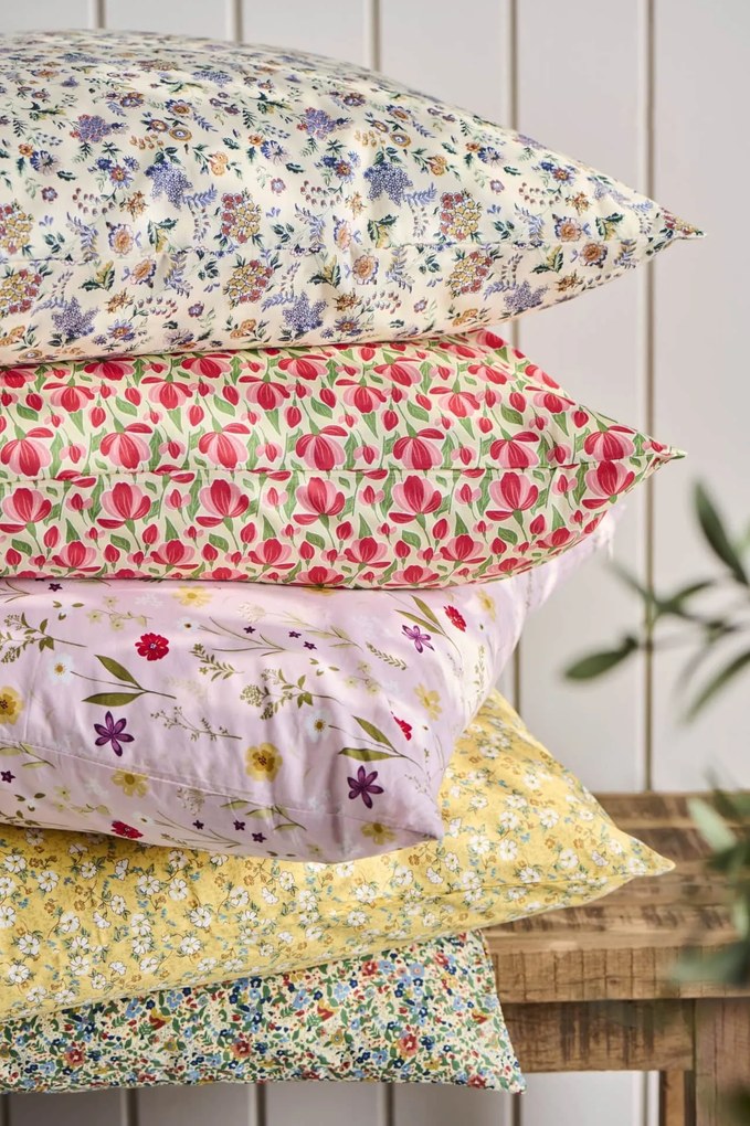 Ib Laursen Bavlnený poťah na vankúš Purple Flowers 60 × 60 cm