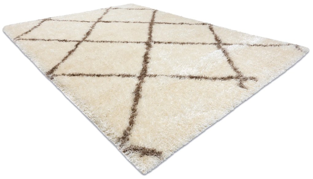 Koberec FLUFFY 2373 shaggy mriežka krém / béžový