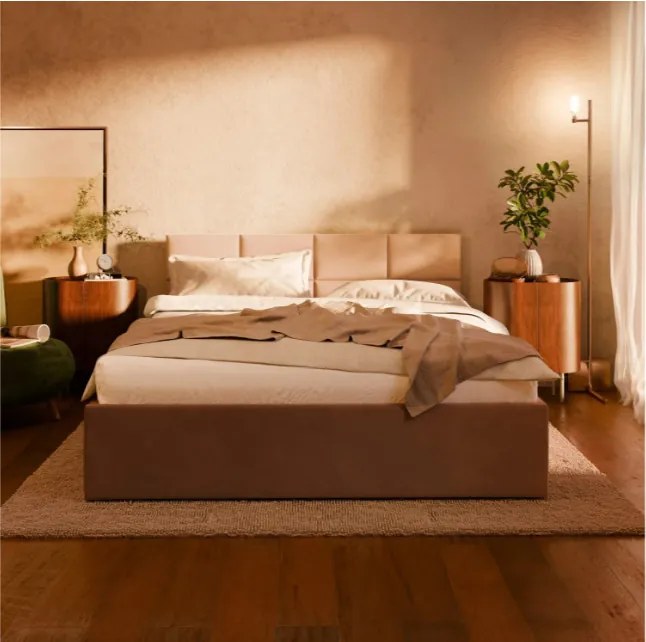 Manželská posteľ BORGO Velvet 140×200 cm modrá