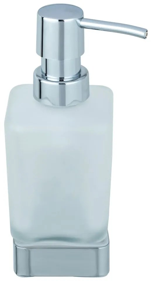 Samodržiaci sklenený dávkovač mydla v lesklo striebornej farbe 200 ml Genova – Wenko