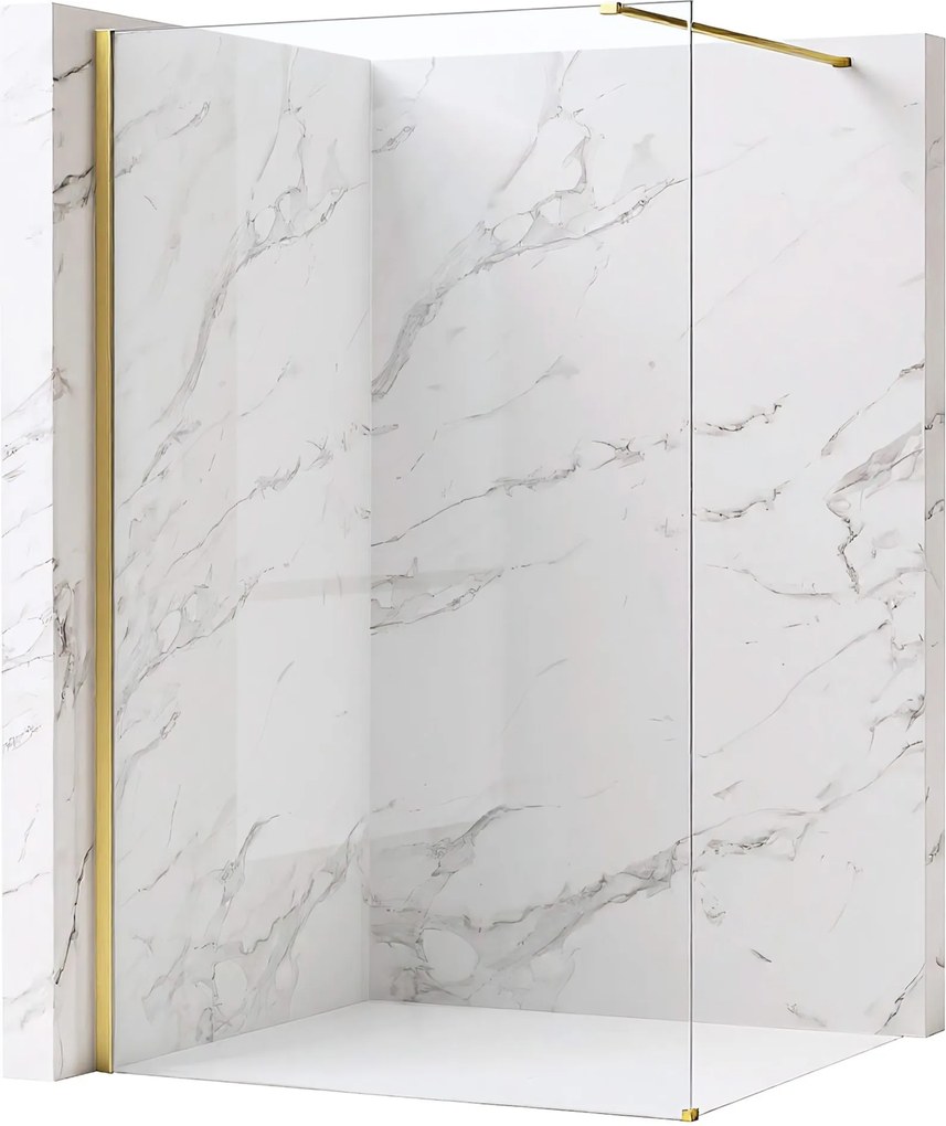 Bezrámová sprchová zastena REA FLEXI GOLD BRUSH 90 cm, zlatá kartáčovaná/transparent - bez vaničky