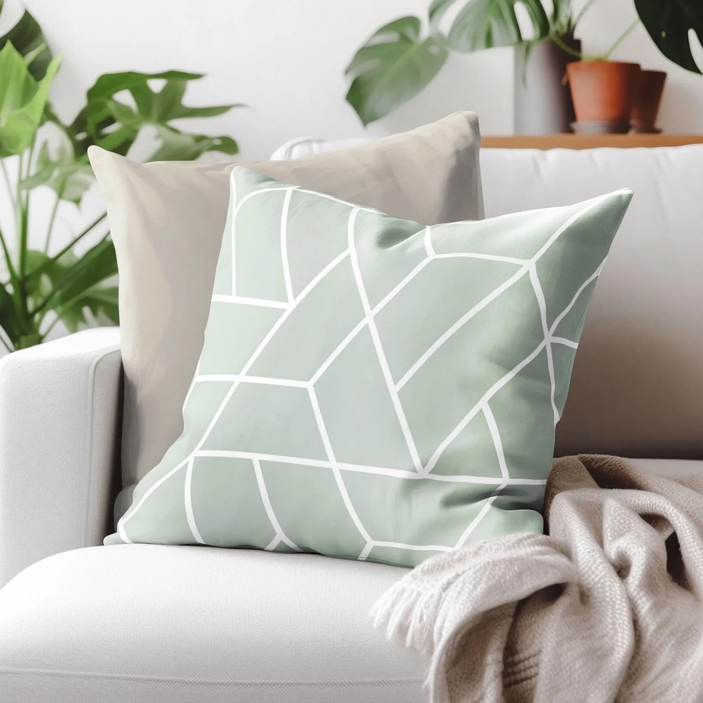 Goldea bavlnená obliečka na vankúš - mozaika na šalviovom 30 x 50 cm