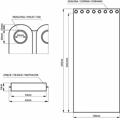 Restilo Záves Blackout EYELETS biela, 140 x 245 cm