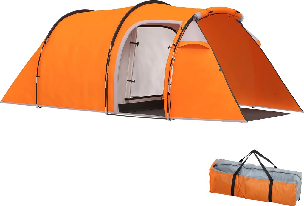 Outsunny tunelový stan pre 2–3 osoby, kempingový stan s predsieňou a háčikom na lampu, 2000 mm vodotesnosť, rodinný/stany na cestovanie a trekking – o