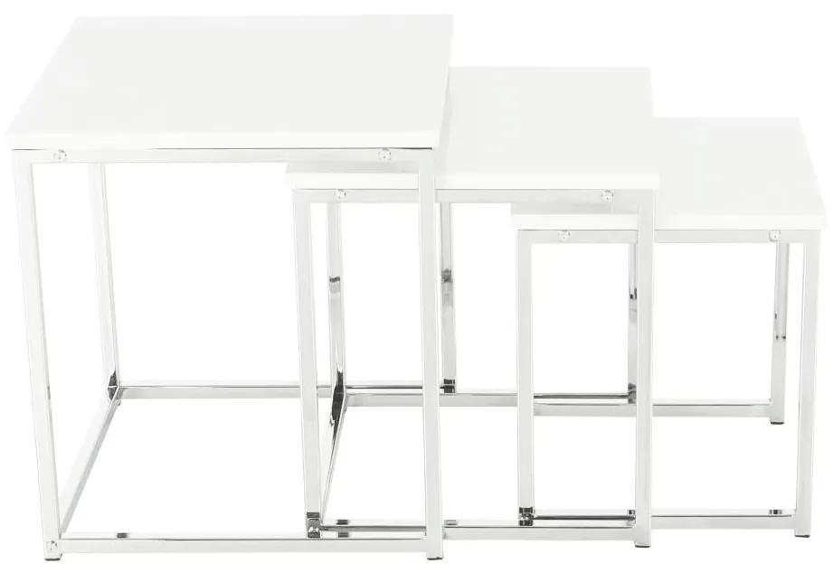 Tempo Kondela Konferenčné stolíky, set 3 ks, biela extra vysoký lesk, ENISOL TYP 3