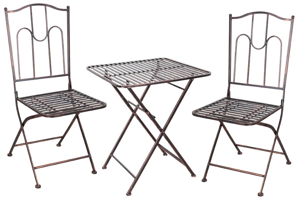 Záhradný set: 2 stoličky a štvorcový stolík - antický bronz