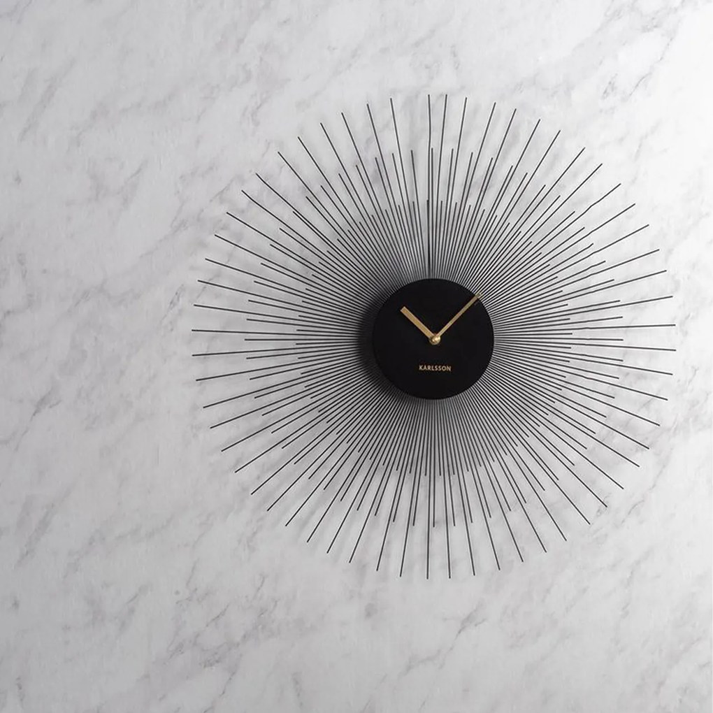 Nástenné hodiny Peony Steel Large čierna ø 60 cm x 3,5 cm