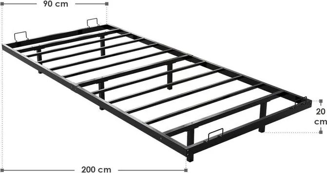 Dizajnová posteľ 90x200 čierna s LED podsvietením
