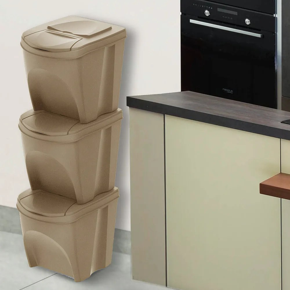 Prosperplast Sada 3 odpadkových košov, objem 3x25l