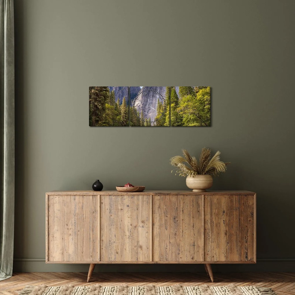 Obraz - Pod Yosemite skalou (s hodinami) (90x30 cm)