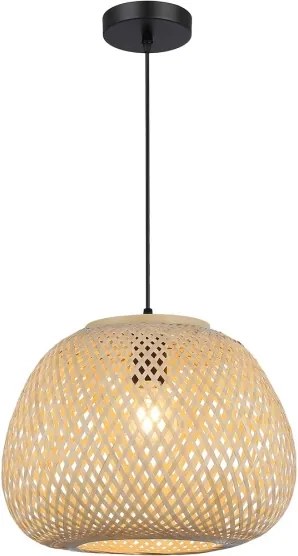 Závesný luster PETRA na lanku 1xE27/15W/230V, priemer 35 cm, bambus