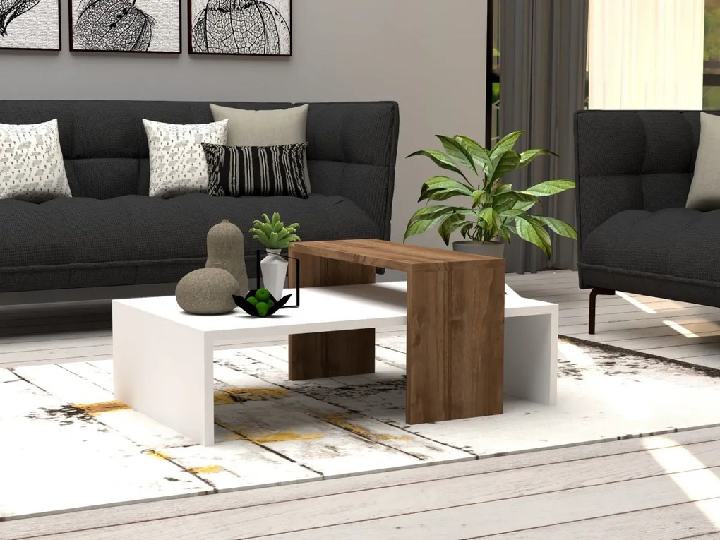 Konferenčný stolík Glow biely/orech