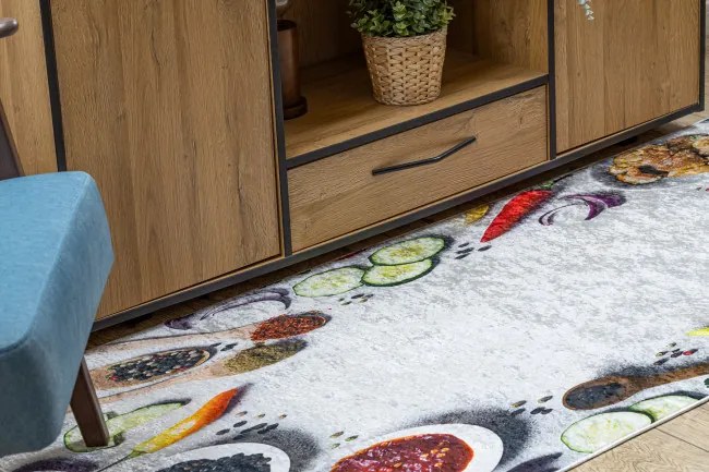 Protišmykový koberec / behúň ANDRE 33580 strieborný / zelený