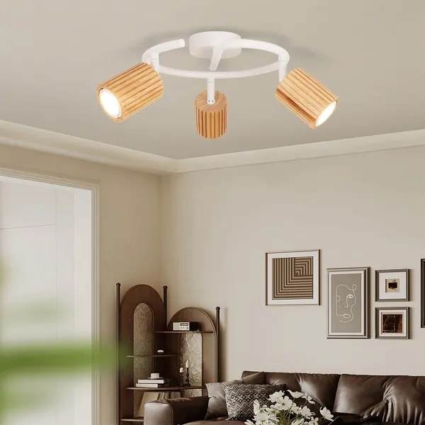 Brilagi - Bodové svietidlo MODERN WOOD 3xGU10/8W/230V drevo/biela