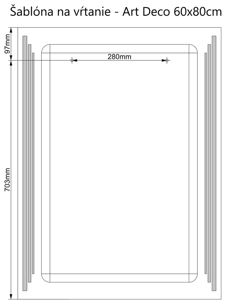 LED zrkadlo Art Deco Vertical 60x80cm neutrálna biela - wifi aplikácia