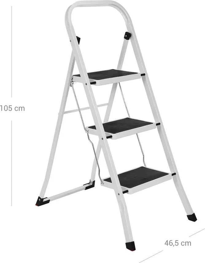 Skladacie schodíky STEP, 3 stupne, max. 150kg, biela/čierna SongmicsHome