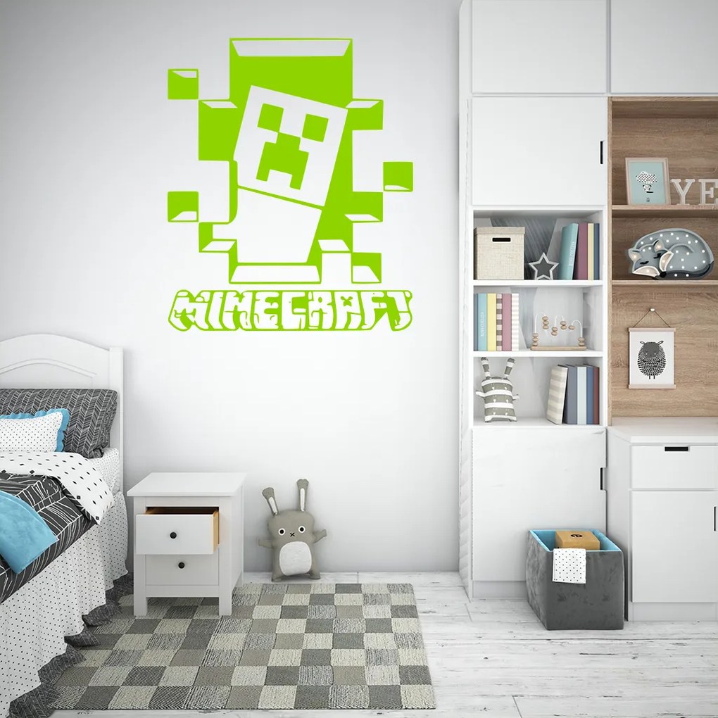 Veselá Stena Samolepka Minecraft hra Farba: fialová, Veľkosť: 100 x 119 cm