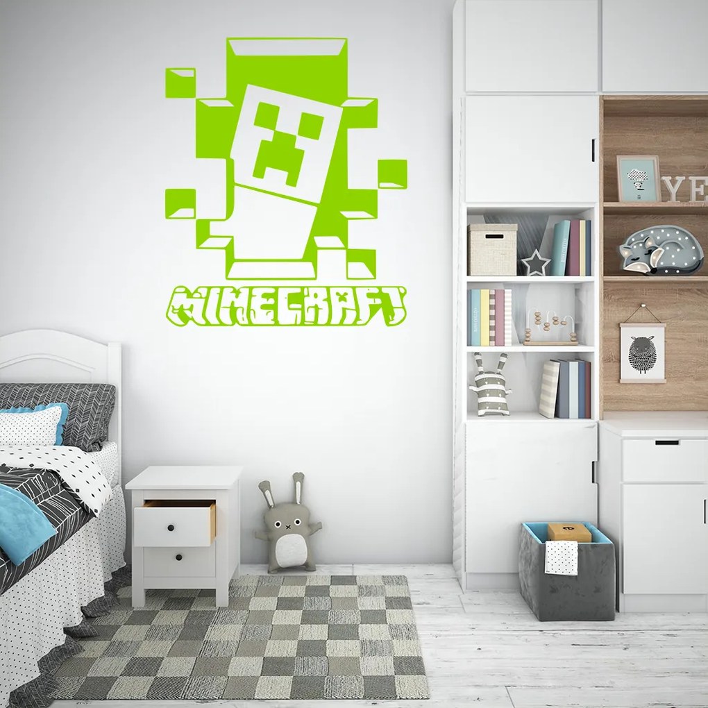 Veselá Stena Samolepka na stenu na stenu Minecraft hra Farba: černá