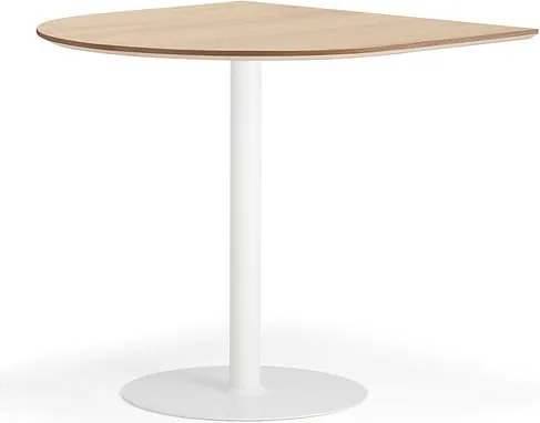 Bartový stôl METRIC, polovičný ovál, 1000x1000x900 mm, biela/dub