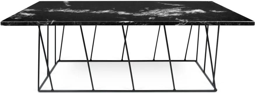 Čierny mramorový konferenčný stolík s čiernymi nohami TemaHome Heli×, 120 cm