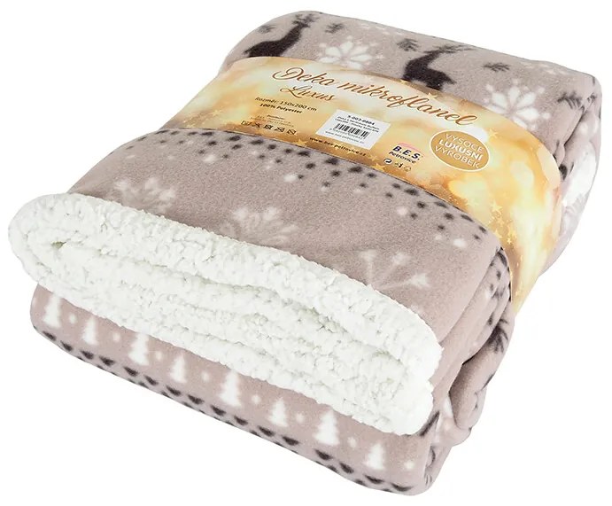 B.E.S. Petrovice Baránková deka Buffalo Vločky sivo-biela, 150 x 200 cm