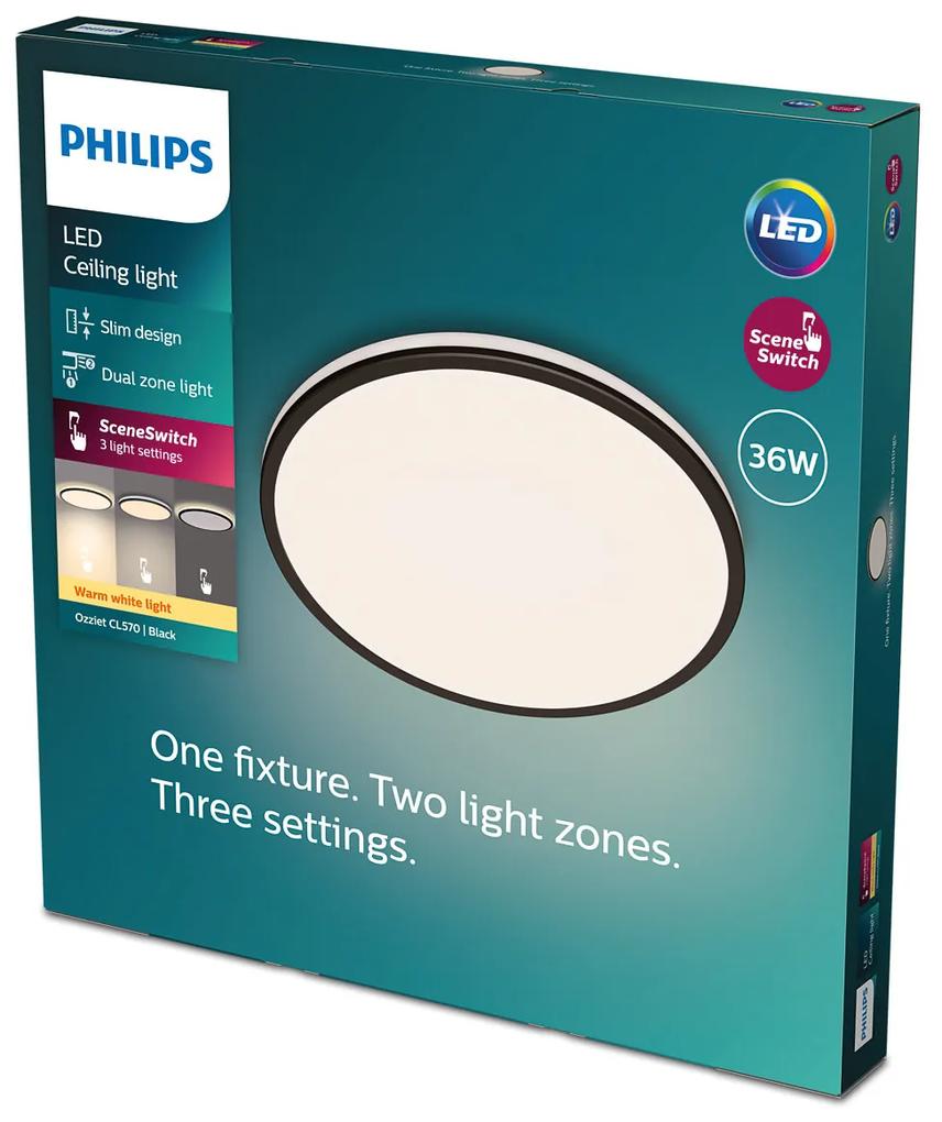 Philips 8719514432086 Ozziet stropné svietidlo LED 36W/3900lm 2700K čierna SceneSwitch