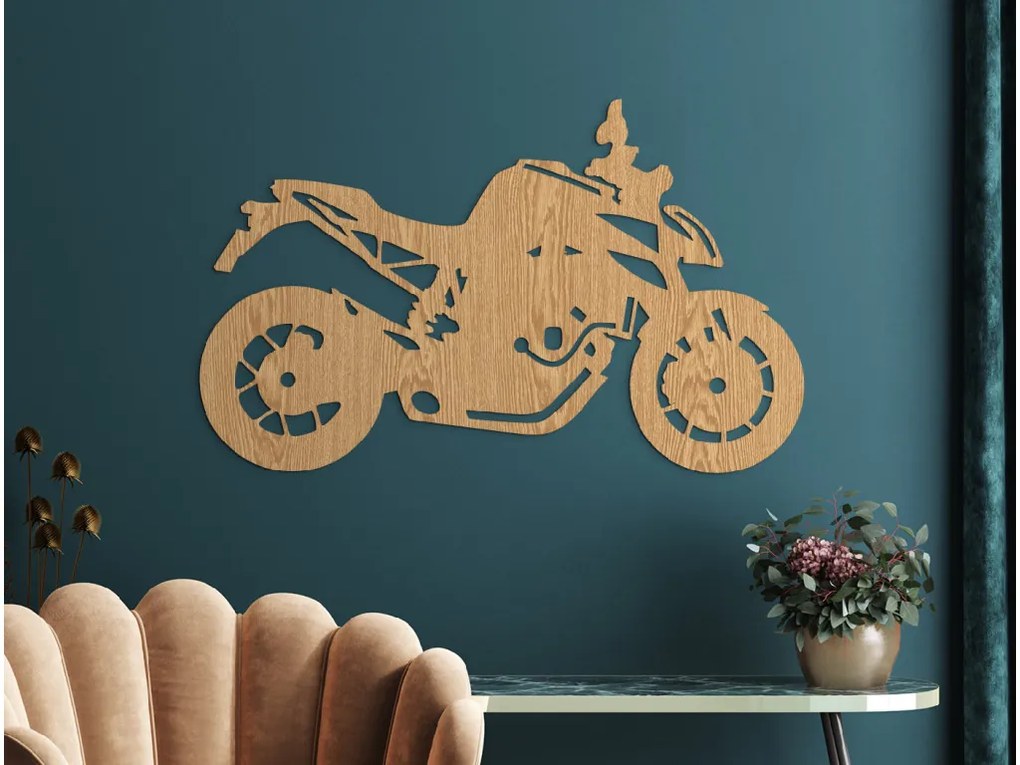 drevko Nálepka na stenu Športová motorka Rozmer obrazu: 37,5 x 65 cm, Farba dekorácie: Čierna