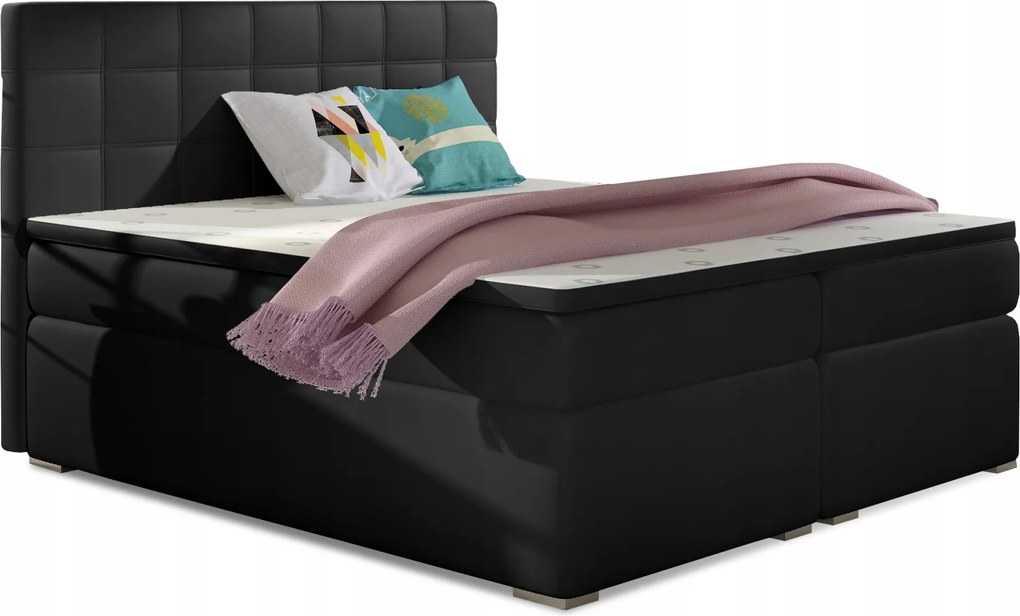 Manželská posteľ Boxspring 160 cm Abbie (čierna Soft 11) (s matracmi)