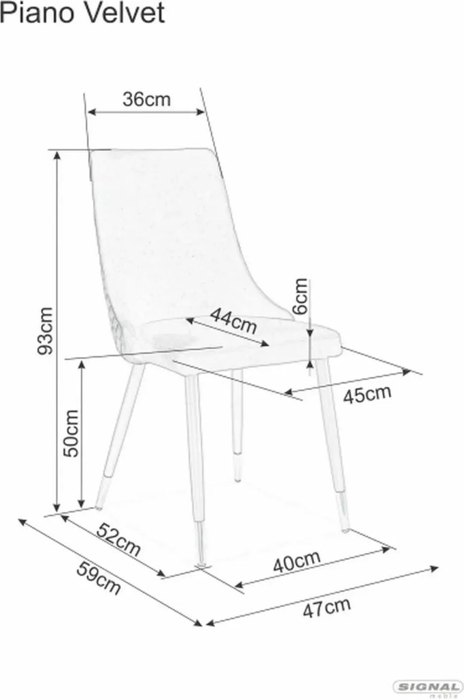 SI Piano B Sametová stolička sivý