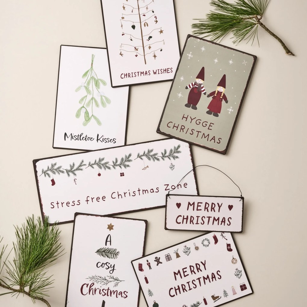 Ib Laursen Dekoratívna plechová ceduľa Merry Christmas