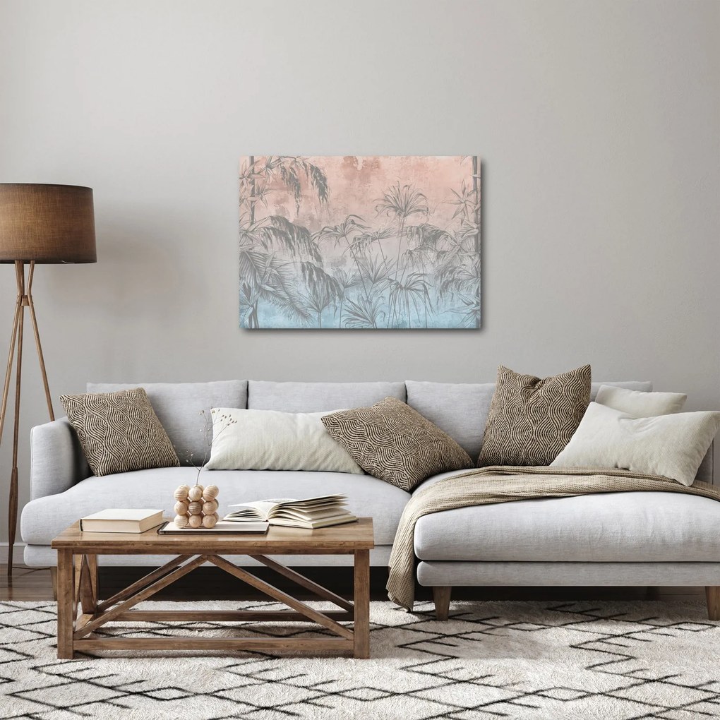 Obraz - Tropické rastliny na stene (70x50 cm)
