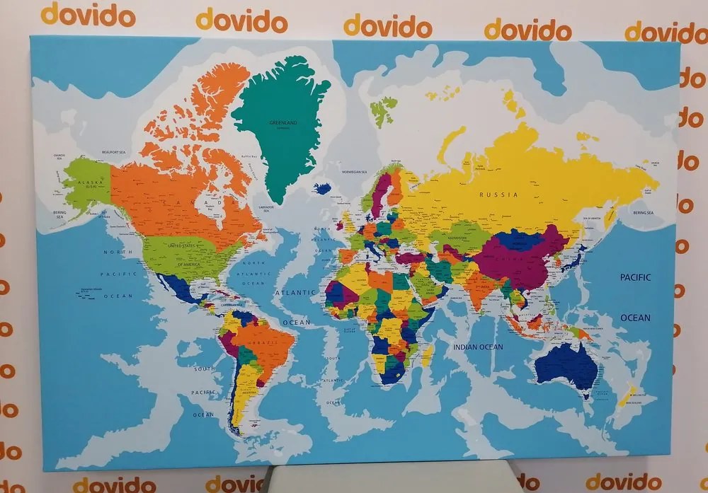 Obraz mapa sveta v pestrofarebnom prevedení