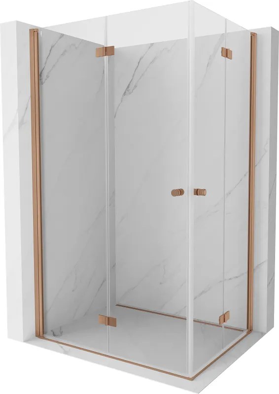 Mexen Mist-F Duo, skladací sprchový kút 100 x 90 cm, číre sklo, medený matný profil, 8A6-100L-090P-65-00