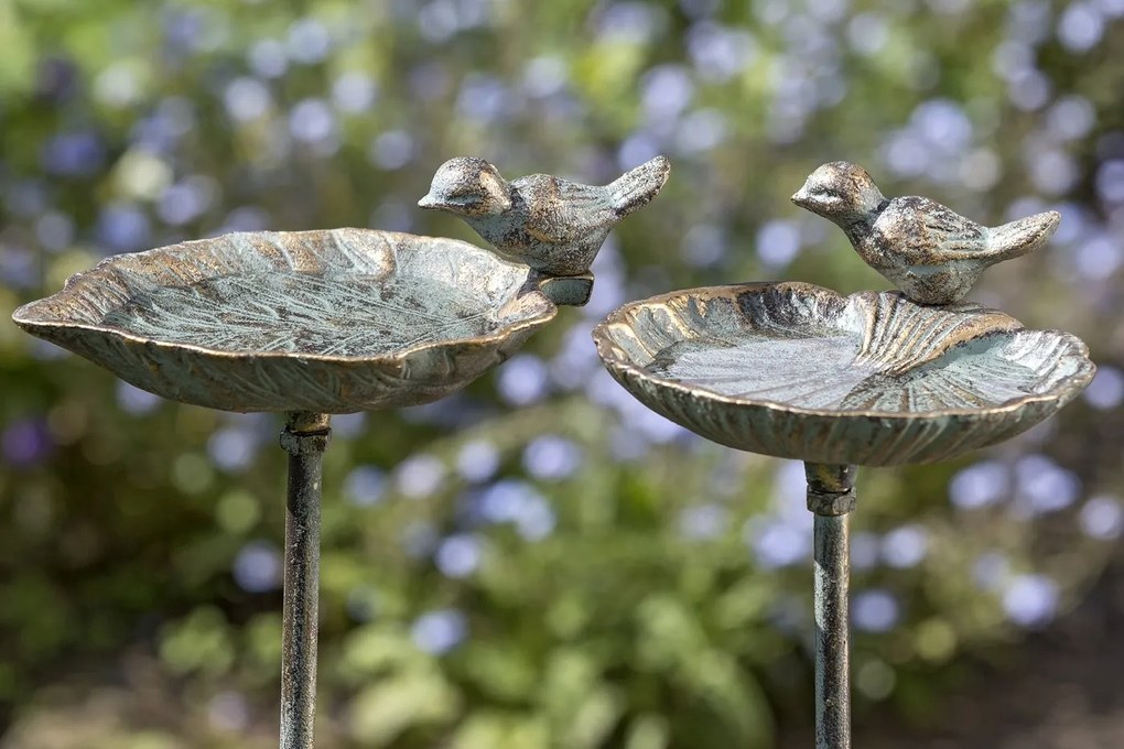 Zapichovacie napájadlo pre vtáky Karla Leaf, 98x20x14 cm, liatina, zelená