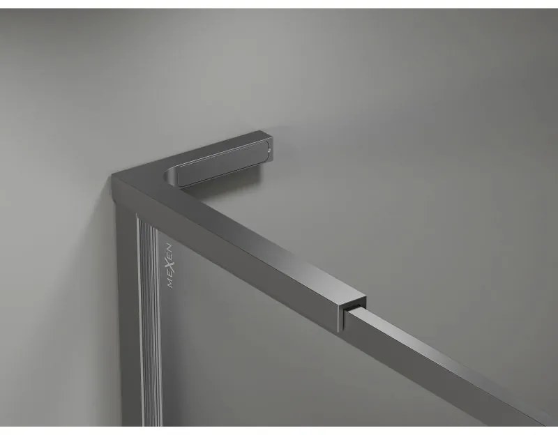 Mexen, Mexen Kioto-XF L sprchová stena s rámom 50 x 202 cm, priehľadná 10 mm, pištoľový kov - 800-050-174-95-00-XF