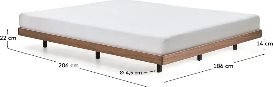 Hnedá dvojlôžková posteľ z brezového dreva bez čela s roštom 180x200 cm Norlen – Kave Home